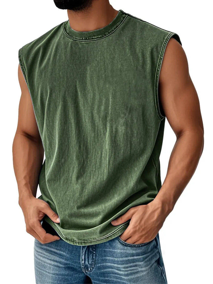 🔥FINAL SALE⚡ - Men's Retro Round Neck Casual Solid Color Sleeveless Vest