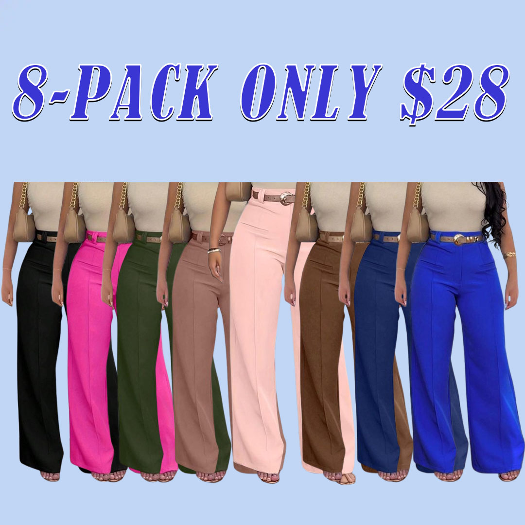 Women's Plain Pocket Wide Leg Pants, Casual Comfy Trousers for Spring & Fall, Women's Bottoms for Daily Wear