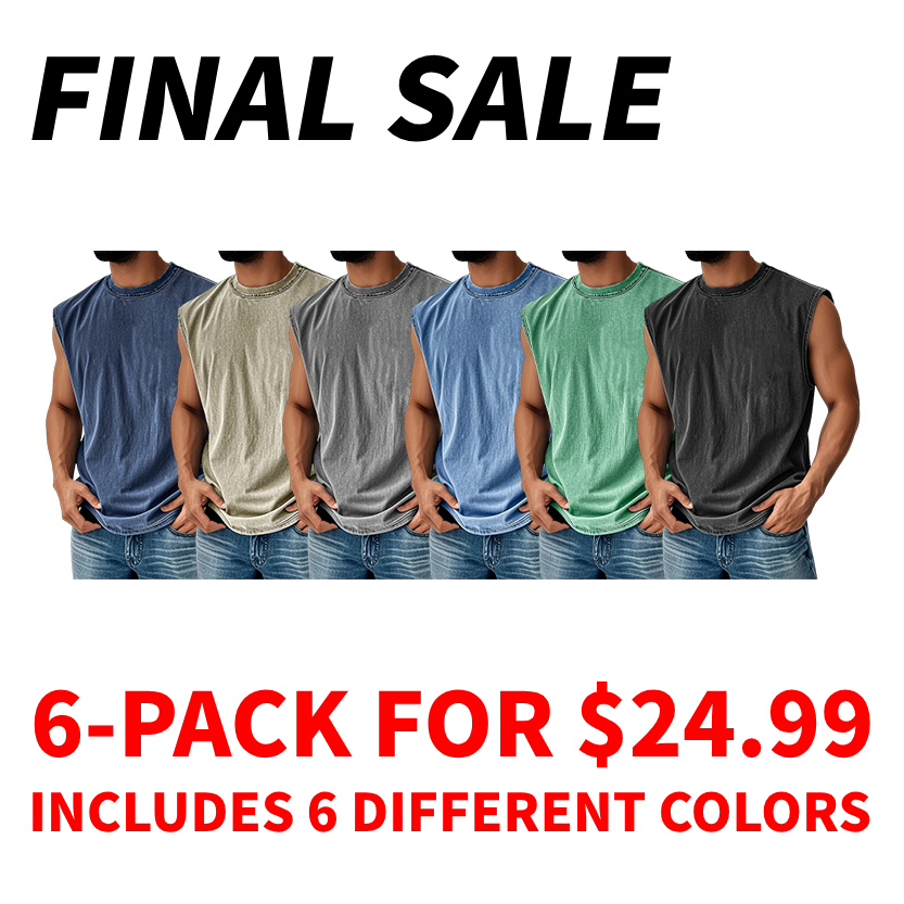 🔥FINAL SALE⚡ - Men's Retro Round Neck Casual Solid Color Sleeveless Vest