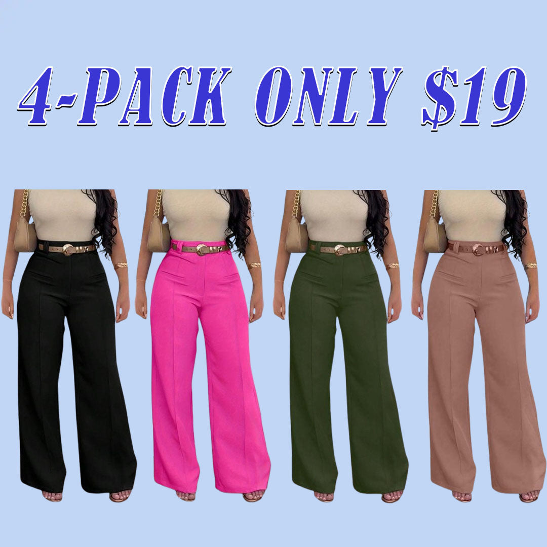 Women's Plain Pocket Wide Leg Pants, Casual Comfy Trousers for Spring & Fall, Women's Bottoms for Daily Wear