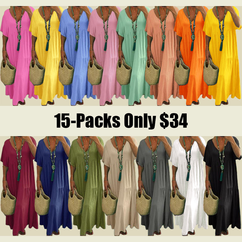 Women's Boho V Neck Butterfly Sleeve Dress