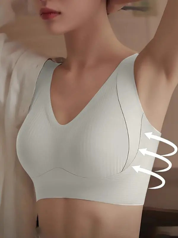 Women's Wireless Push-Up Bra – Seamless, Adjustable, Ribbed & Breathable