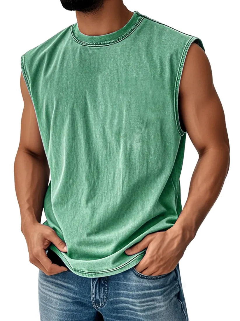 🔥FINAL SALE⚡ - Men's Retro Round Neck Casual Solid Color Sleeveless Vest