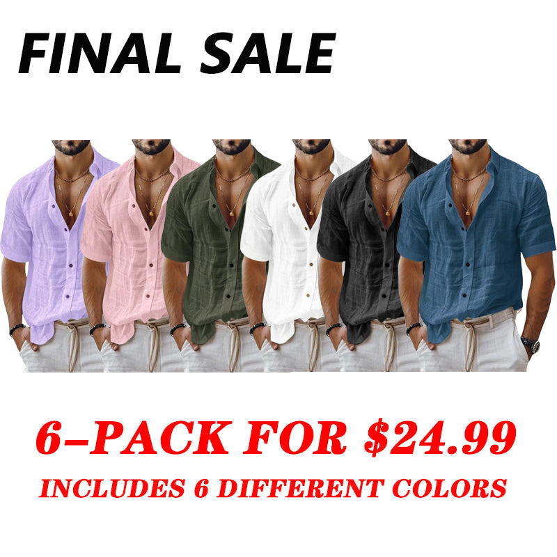 Independence Day Sale⚡10 Packs for $34.99⚡ -Men's Linen Resort Casual Button-Down Everyday Short Sleeve Shirt