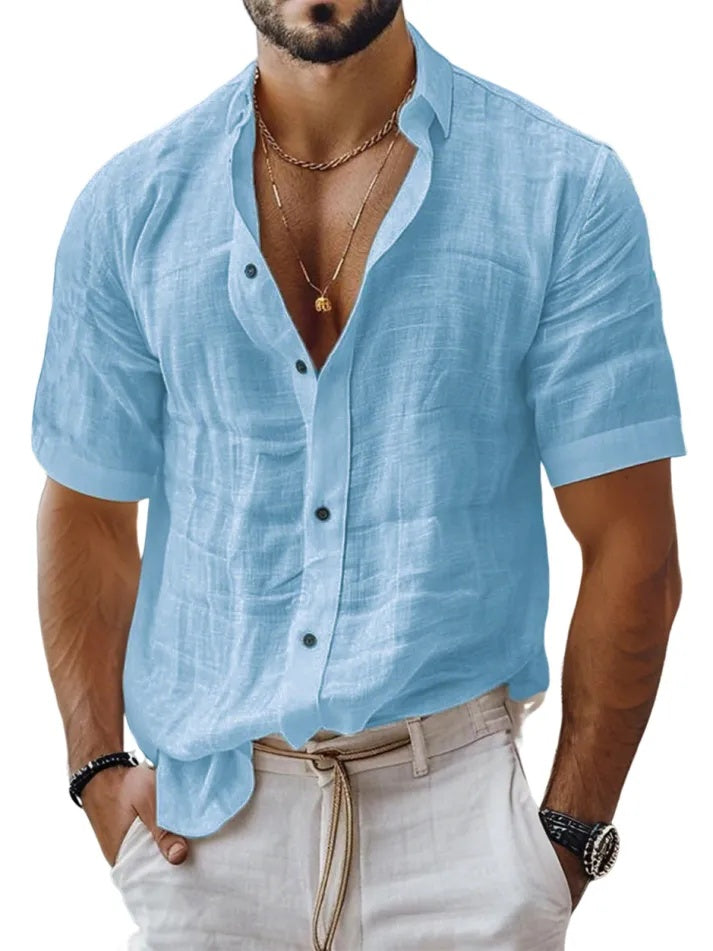 Independence Day Sale⚡10 Packs for $34.99⚡ -Men's Linen Resort Casual Button-Down Everyday Short Sleeve Shirt
