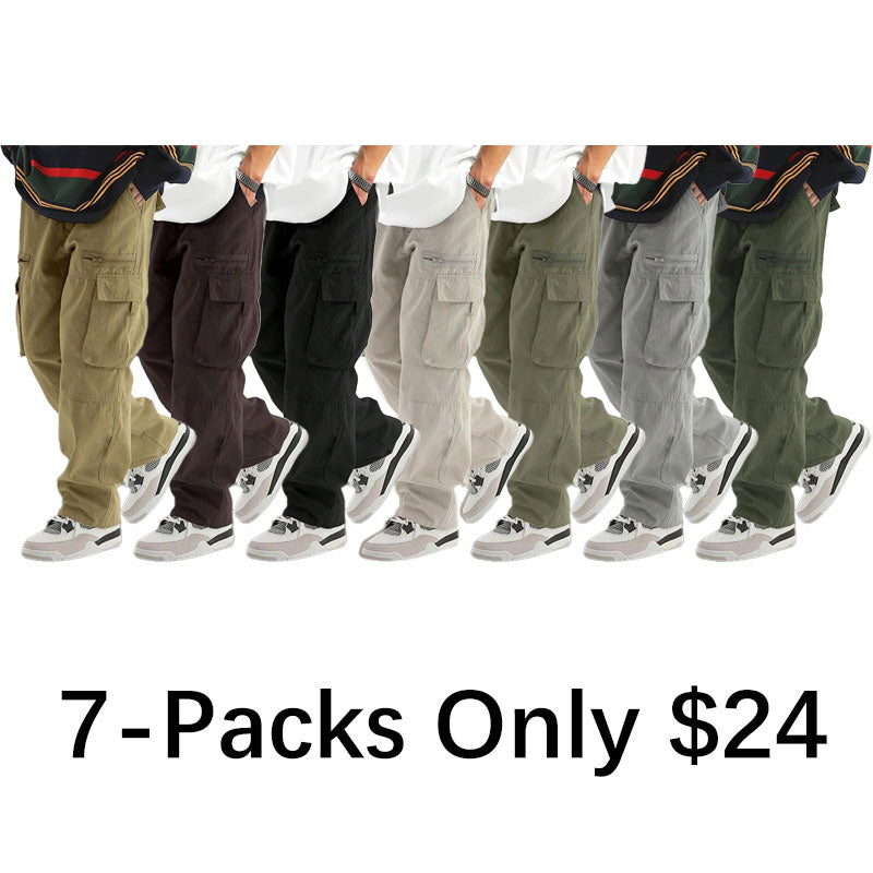 Men's Loose Solid Pocket Drawstring Waist Cargo Pant