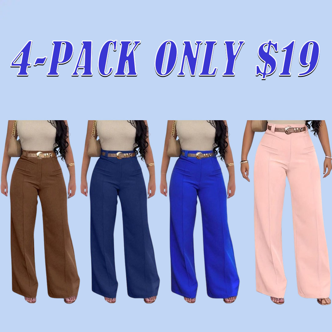 Women's Plain Pocket Wide Leg Pants, Casual Comfy Trousers for Spring & Fall, Women's Bottoms for Daily Wear