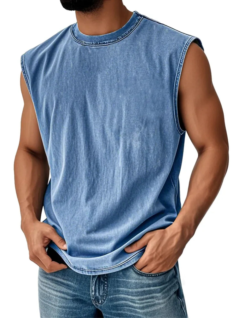 🔥FINAL SALE⚡ - Men's Retro Round Neck Casual Solid Color Sleeveless Vest