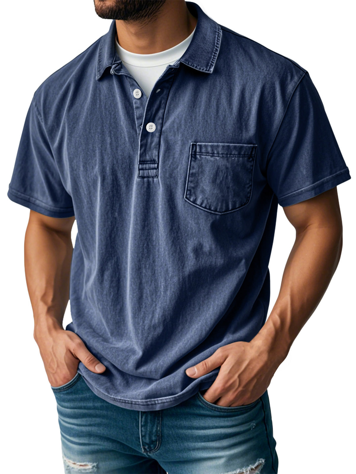 🔥Men's Retro Lapel Button Pocket Casual Short Sleeve POLO Shirt
