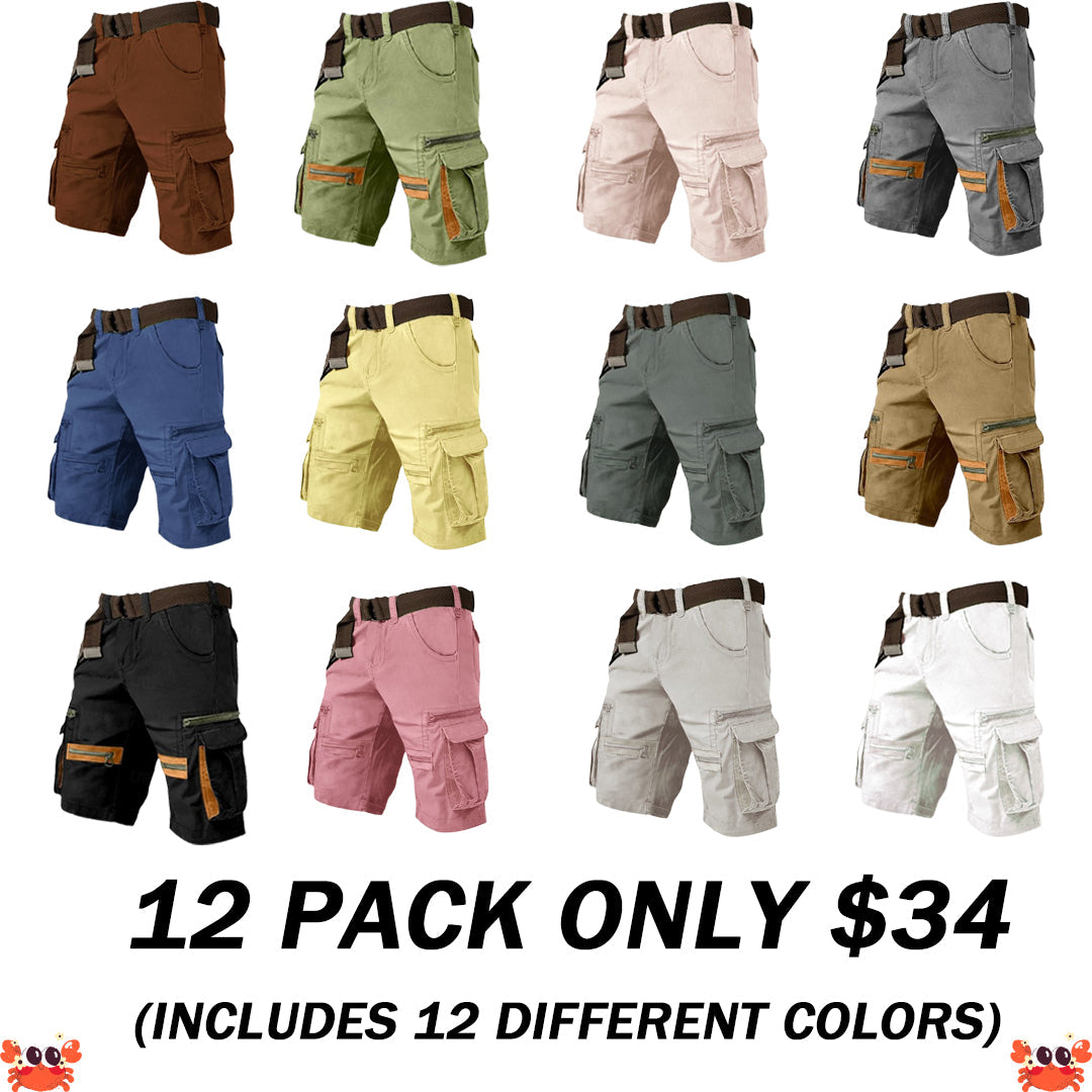 Men's Cargo Shorts Shorts Casual Shorts(Belt Included)