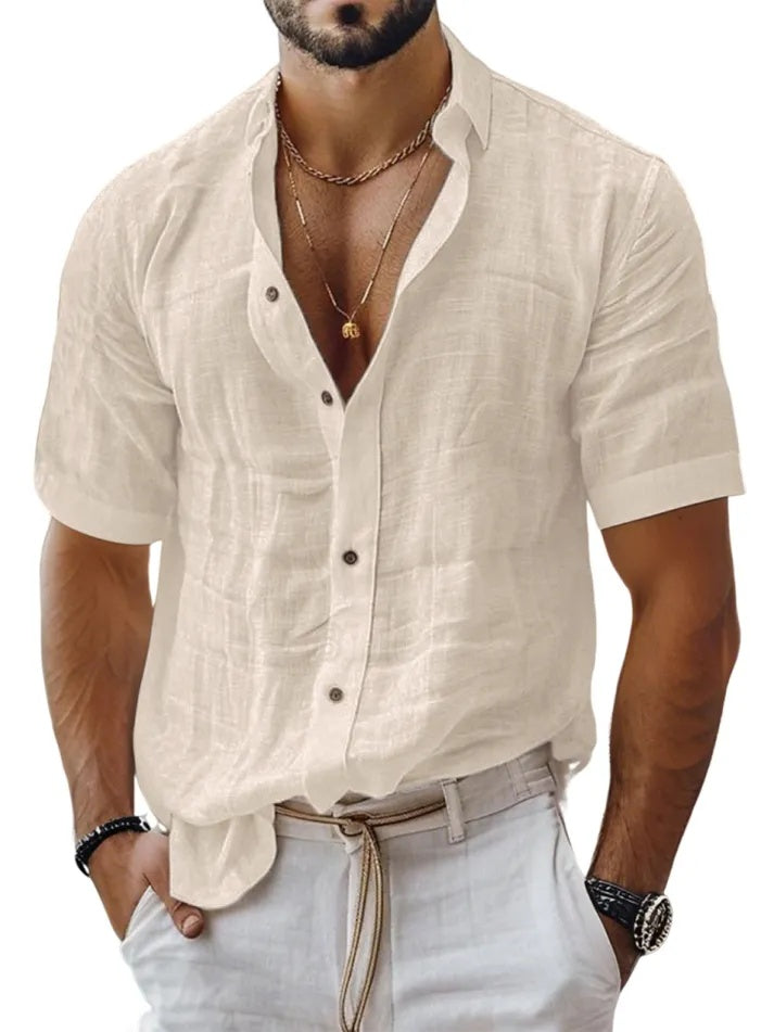 Independence Day Sale⚡10 Packs for $34.99⚡ -Men's Linen Resort Casual Button-Down Everyday Short Sleeve Shirt