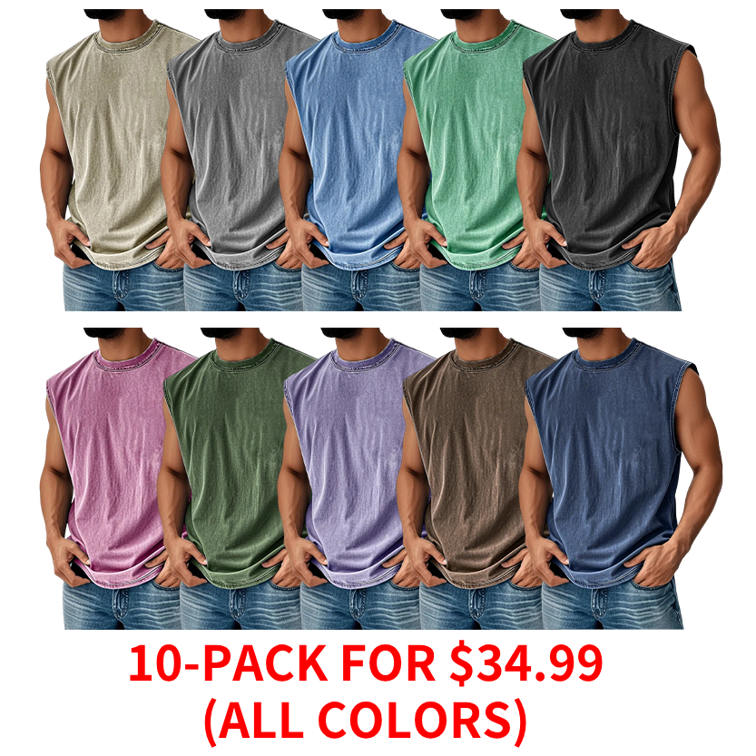 🔥FINAL SALE⚡ - Men's Retro Round Neck Casual Solid Color Sleeveless Vest