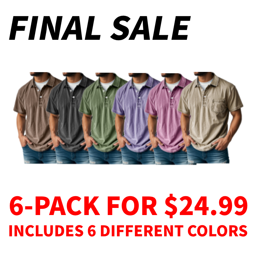 🔥Men's Retro Lapel Button Pocket Casual Short Sleeve POLO Shirt