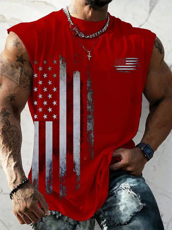 Independence Day Clearance⚡ -Men's Vintage Flag Print Tank Top