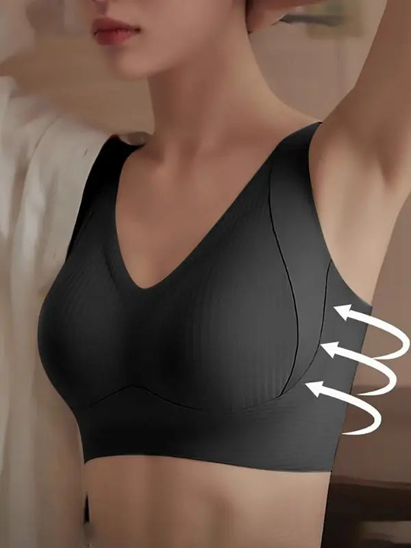Women's Wireless Push-Up Bra – Seamless, Adjustable, Ribbed & Breathable