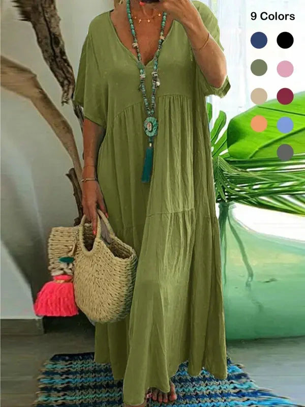 Women's Boho V Neck Butterfly Sleeve Dress