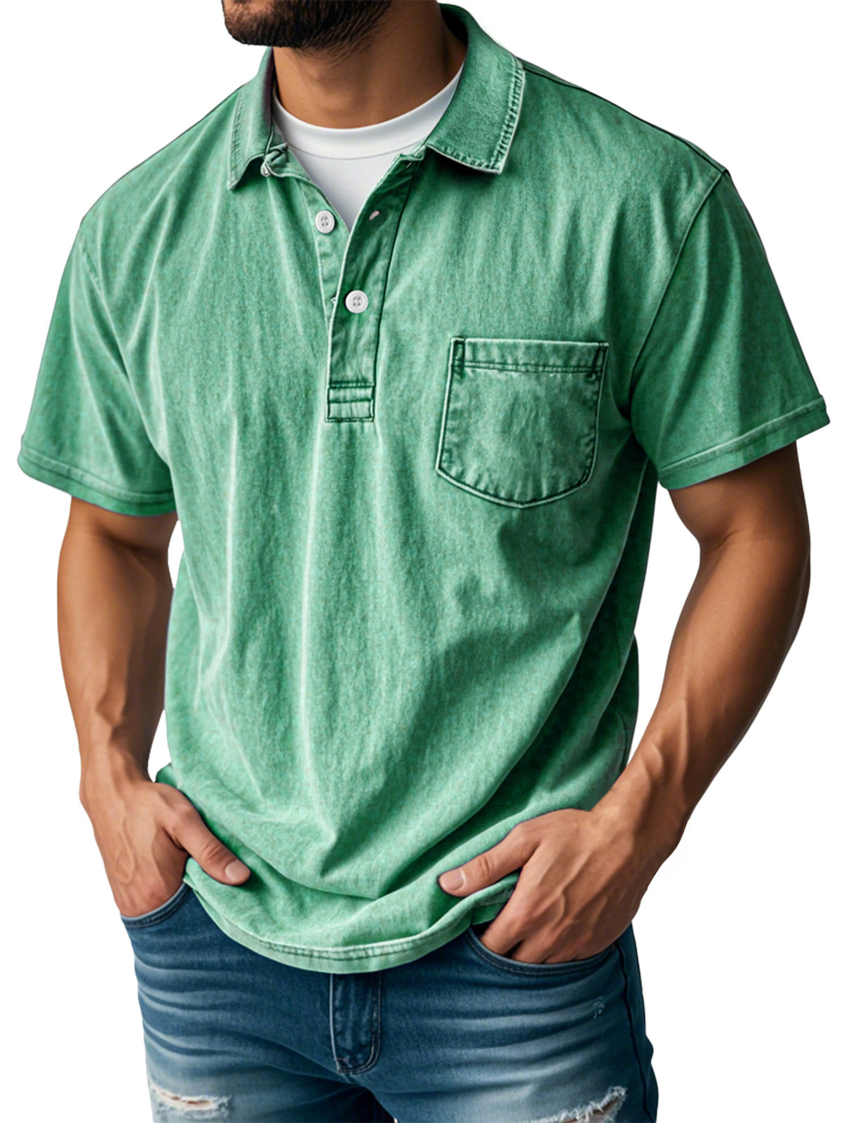 🔥Men's Retro Lapel Button Pocket Casual Short Sleeve POLO Shirt